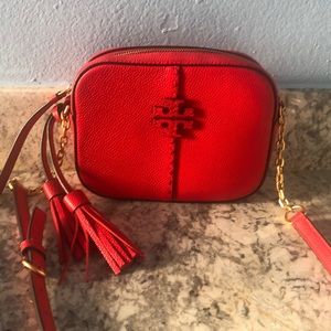 Tory Burch McGraw Leather Camera Bag, Red